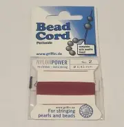 NYLONPOWER Nylon Cord Griffin Beading Stringing Thread No. 2 0.45mm Dark Red