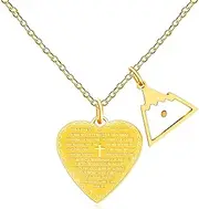 [Vivaday] Lettering Bible Verse Mustard Seed Heart Pendant Necklace | Inspirational Scripture Verse Matthew 17:20 Christian Faith Adjustable Necklaces | Faith as a Guiding Light YA5085-YA5086