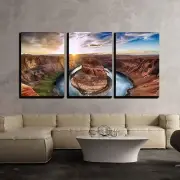 Wall26 - Sunset at Horseshoe Bend - Canvas Art Wall Home Decor- 16"x24"x3 Panels