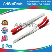 2pc Tweezers Rubber Coated PVC Red Soft Non MARRING Flat & Bent Tips LAB Hobby