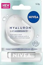 NIVEA Hyaluron Lip Moisture Plus Lip Balm 5.2g | Lip Balm With Hyaluronic Acid | For Smooth Lips | Ultra-Light Formula | 24-Hour Deep Moisture | No Colour | Long-Lasting Lip Hydration