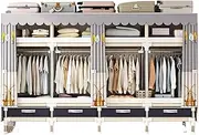 Canvas Wardrobe Bedroom Portable Foldable Cloth Wardrobe Organizer Clothes Folding Canvas Wardrobe Closet Rack for Clothes