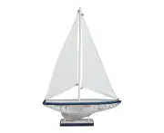 MDF 47cm Sailboat Nautical Centrepiece Home Tabletop Accent Decor Large White
