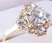 14K GOLD EP 2.1CT DIAMOND SIMULATED CLUSTER RING size 6-8 u choose