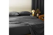 Morrissey King Bed Fitted Sheet Set 400TC Luxe Soft Bamboo Cotton Charcoal