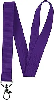 Purple Fabric Lanyard Name Tag ID Badge Card Key Holder Metal Clip Ring Case Pocket Neck Strap