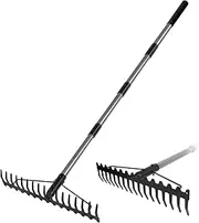 Walensee 5.4FT Bow Rake Heavy Duty Garden Rake with Stainless Steel Handle, 17 Steel Tines Garden Tool for Loosening Soil Gathering Leaf Leveling Lawn Farming Land Management Yarn Thatch Rakes
