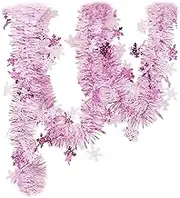 Folpus 5.9ft Christmas Tinsel Garland Strip Ornament Xmas Tree Decoration Wedding Indoor Outdoor Supplies DIY Decor Hanging Garland, Pink