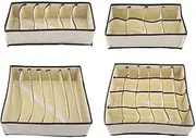 AIMALL 4 PCS/Set Foldable Storage Drawer Organizer Bra Underwear Closet Divider Kit, Non-Woven Fabric with Hard Cardboard Inserts