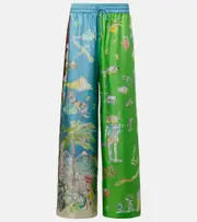 [Alemais] Alémais Daria printed silk wide-leg pants UK 12 multicoloured