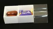 150 WHITE BOX CLEAR SLIDE ON LID 2 compartments gift cookie macaron chocolate