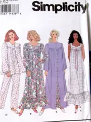 Simplicity Womens Misses Sewing Pattern Pajama Robe Nightgown XS S M