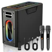 Zeelink Karaoke Machine 150W Portable Speaker Dual Wireless Mics LED Lights