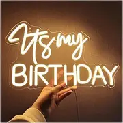 Sign Lamp It's My Birthday Neon Sign LED Light For Wall Decor For Window Background Bedroom Living Room Party Night Lamp
