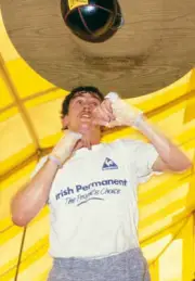 Irish boxer Barry McGuigan training with a speed bag before his WB- Old Photo
