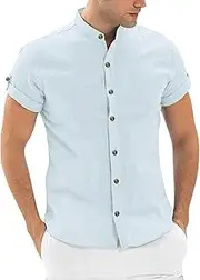 [Generic] Big and Tall Long Sleeve T Shirts for Men Loose Shirt Mens Stand Collar Short Sleeve Shirt Men Long Sleeve Tee