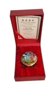 Halcyon Days Christmas Box 2003 Enamel Trinket Box Collectible Made in England