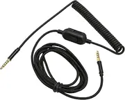 POENVFPO Headphone Spring Cable Retractable 2m Long Sound Cable for Astro A10 A30 A40 Gaming Headphone Coiled with Inline Volume Control and Mute On/Off Button