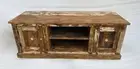 Vintage Look Wooden Tv Cabinet Old Brass Work Reclaimed Wood Tv Unit Hand Made