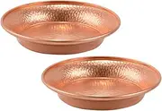 Levemolo 2pcs Copper Offering Plate Candy Dish Decorative Bowls Decorative Fruit Bowl Glass Fruit Bowl Cash Drawer Tray Jewelry Tray Organizer for Drawer Prayer Bowl Temple Bowl