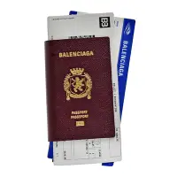 在飛比找Yahoo奇摩購物中心優惠-BALENCIAGA 限量護照夾機票造型小牛皮對折長夾(紅棕