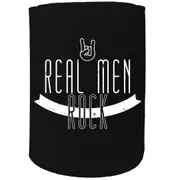 Alcohol Stubby Holder - Real Men Rock Heavy Metal - Funny Novelty Birthday Gift Joke Beer Can Bottle