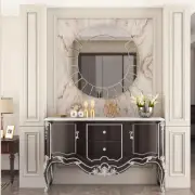 AU Round Mirror Wall Decor 32'' Large Decorative Mirror with Beveled Glass Frame