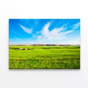 Green Field under a Cloudy Sky Print 100% Australian Made 150 x 100cm (Stretched)