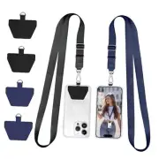 Phone Lanyard Tether, Universal Neck Strap with Patch for Phone Black Blue