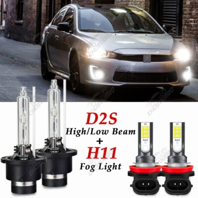 Para For Mitsubishi Lancer 2010-2017 faro delantero HID Hi Lo + luz antiniebla (for: Mitsubishi)