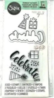 Celebrate #3 Sizzix Stamp & Framelits Thin Metal Die Set 662911 NEW!