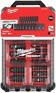 [Milwaukee] 4932480946 3/8 Drive Packout Deep Impact Shockwave Socket Set 19 Piece