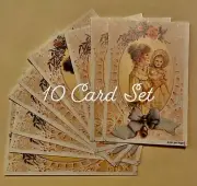 Vintage-look Baby Shower Cards Set of 10 Gift Tags Mother & Baby Ephemera Crafts
