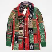 RRL RALPH LAUREN Ranch Cardigan Intarsia Knit Patch Pocket Shawl Multicolor 1 XS