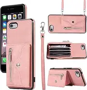 Asuwish Mobile Phone Case for iPhone 6 Plus/6s Plus Case with Strap Card Slot Foldable Wallet Stand Mobile Phone Cases Leather i 6Plus 6sPlus S S6 + 6+ 6s+ Mobile Phone Cases Protective Women's Phone