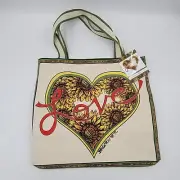 Brighton Spring Sunflower Canvas Tote Bag Purse-Heart Yellow Red Tom Clancy New