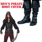 Boot Tops Pirate Costume Black Shoe Covers Adult Men Women Buccaneer Wench