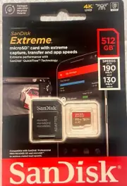 SanDisk 512GB Extreme microSDXC UHS-I Card with Adapter NEW