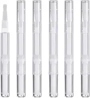 Paifeancodill Transparent Twist Pens, 6 Pack 3 ml Disposable Nail Twist Pens, Empty Nail Oil Pen with Brush Tip, Cosmetic Container Pen, Lip Gloss Container Applicators Eyelash Growth Liquid Tube