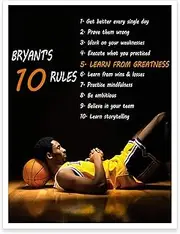 A You Art Kobe Bryant Poster Picture, Kobe Ten Rules Inspirational Wall Art Prints, Basketball Canvas Painting for Boy's Room Bedroom Home Office Decor, Unframed (12x16inch/30x40cm, kobeB)