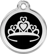 Red Dingo Enamel Crown Tag Black - Lifetime Guarantee - Cat, Dog, Pet ID Tag Eng