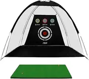 Golf Swing Practice Hitting Net Tent with Cutting Pole Holes with Mat Pad Multifunction