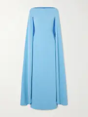 [Solace London] Solace London - Sadie Cape-effect Crepe Gown - Light blue - UK 6 UK 6 Blue