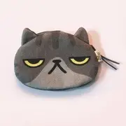 Cat Print Coin Purse Type 07 - Gray - One Size