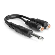 "Hosa Technology Mono 1/4"" Male to 2 RCA Female Y-Cable - 6"""