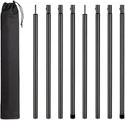 Zxpjkyu 8 Pieces Tent Poles for Tarp Lightweight Iron Camping Tarp Poles Set for Hiking Rain Fly Shelter