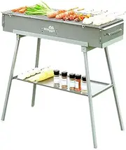 WillBBQ Commercial Quality Multi-Size Charcoal Hibachi BBQ Portable Grill Great For Backyard Or Camping Cooking Skewer Kebab Satay Xinjiang Kaochuan (80cm x 26cm)