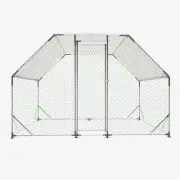 Metal Large Chicken Coop Walk-in Poultry Cage Run Flat Shaped w/ Waterproof Cage