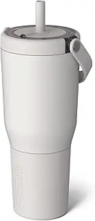 BrüMate Resa 35oz 100% Leakproof Travel Tumbler with Handle & Straw | Flexible Soft Sip Straw | Silicone Sleeve for Ultimate Durability | Stainless Steel | Cup Holder & Travel Friendly | (Dune)