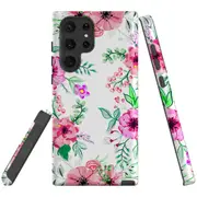 For Samsung Galaxy S22 Ultra Case, Armour Cover, Floral Garden
